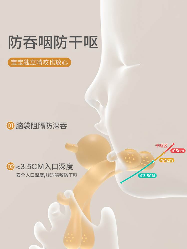 婴儿牙胶宝宝硅胶咬可水煮安抚磨牙乐3月6仿奶嘴婴幼儿防吃手神器