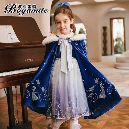 Наряд маленькой принцессы, осенний демисезонный комплект, детское утепленное платье, бархатная юбка на девочку, коллекция 2021, в западном стиле