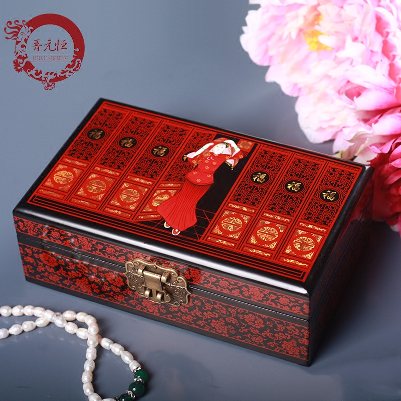 晋元恒推光漆彩绘首饰珠宝收纳盒女士化妆盒结婚送女友闺蜜送老外|msdalam kategori Aksesori rumah, barang-barang hiasan, kotak barang kemas - dari Buy2taobao.com untuk memberikan perkhidmatan ejen Taobao profesional membeli