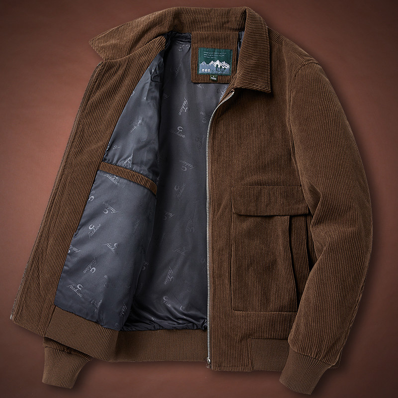 灯芯绒外套男秋季中青年大码宽松上衣服复古潮流休闲多袋工装夹克,男装,夹克,淘宝优惠券,粉丝福利购,淘宝优惠卷