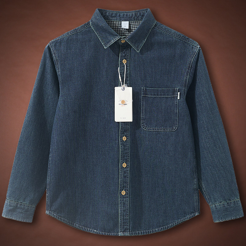 美式水洗纯棉长袖牛仔衬衫