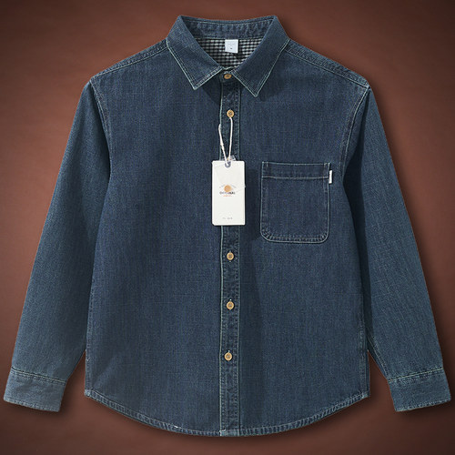 美式水洗纯棉长袖牛仔衬衫