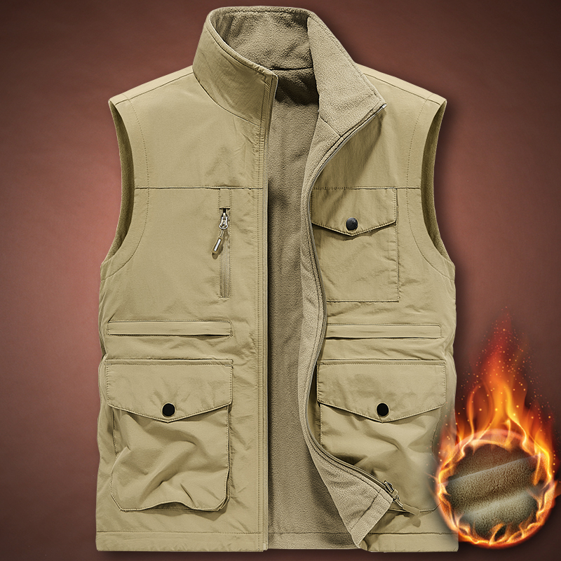 加绒加厚户外两面穿宽松马甲