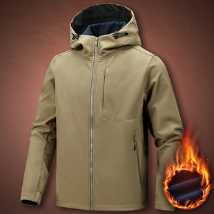 秋季 加绒软壳夹克户外运动速干登山垂钓男外套摇粒绒保暖冲锋衣潮