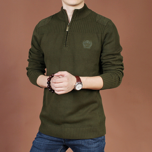 立领套头宽松针织衫 大码 潮 高领线衫 2025秋冬纯棉加厚毛衣男士