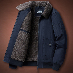 羊羔绒外套男冬季保暖加绒加厚棉衣男士美式多口袋工装毛领棉袄潮