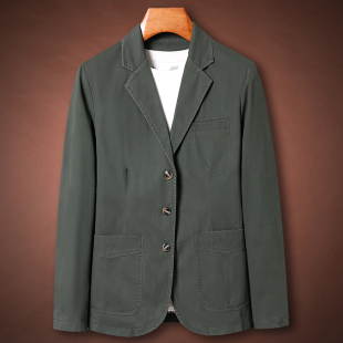 休闲西装男春秋季水洗纯棉高级感西服大码宽松上衣服单西男外套潮