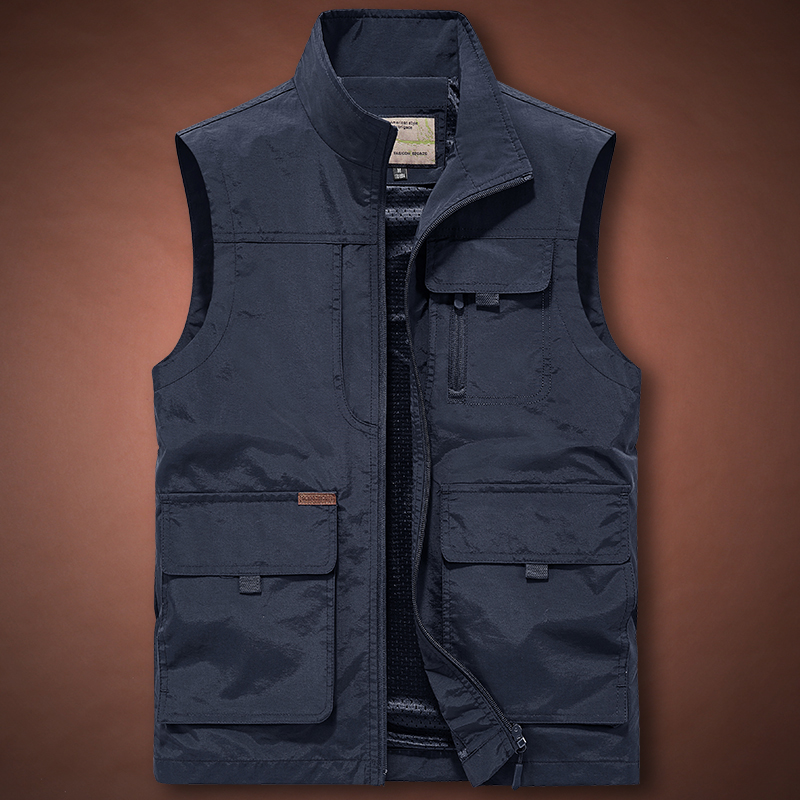 JPDUN宽松秋季拉链多袋工装马甲