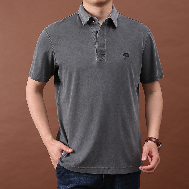 短袖t恤polo衫2025夏季薄款体恤衫时尚水洗纯棉爸爸男装夏装上衣