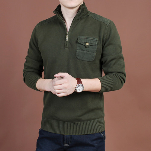 2025秋冬季毛衣胖子立领针织衫