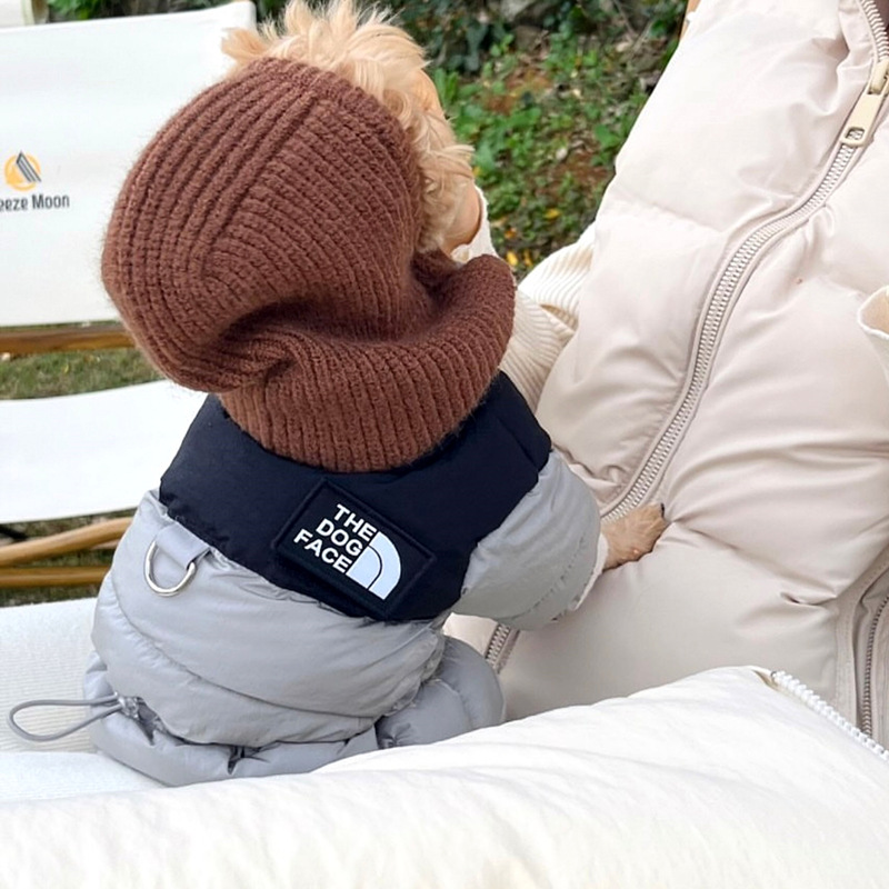 狗狗衣服2025新款冬装小狗冬天防脏保暖抽绳帅气两脚衣可牵引棉服
