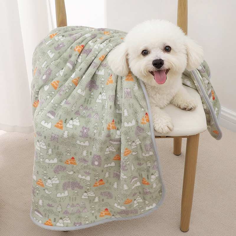 狗毛毯狗被子四季通用小狗睡觉棉被幼犬冬天卡通印花保暖护肚盖被