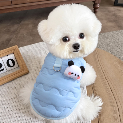 狗狗衣服2025新款冬小型犬冬季雪纳瑞博美保暖背心带牵引环两脚衣