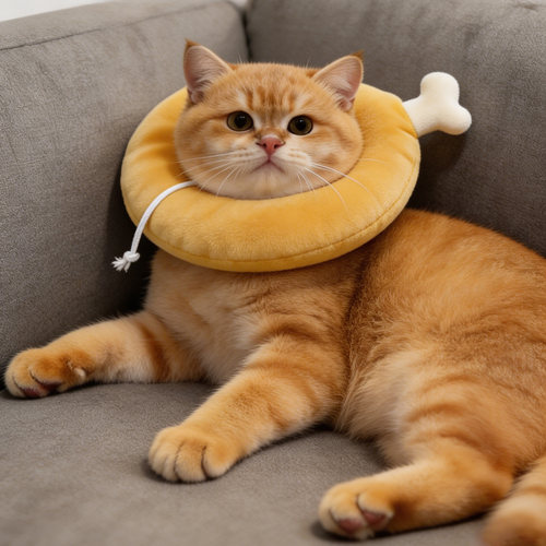 猫伊丽莎白圈猫绝育项圈猫咪软圈软头套毛绒颈圈柔软可调节小鸡腿