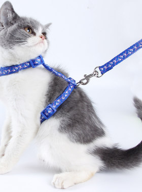 猫咪牵引绳可调节工字型胸背带防挣脱溜猫绳子猫猫外出专用栓猫链