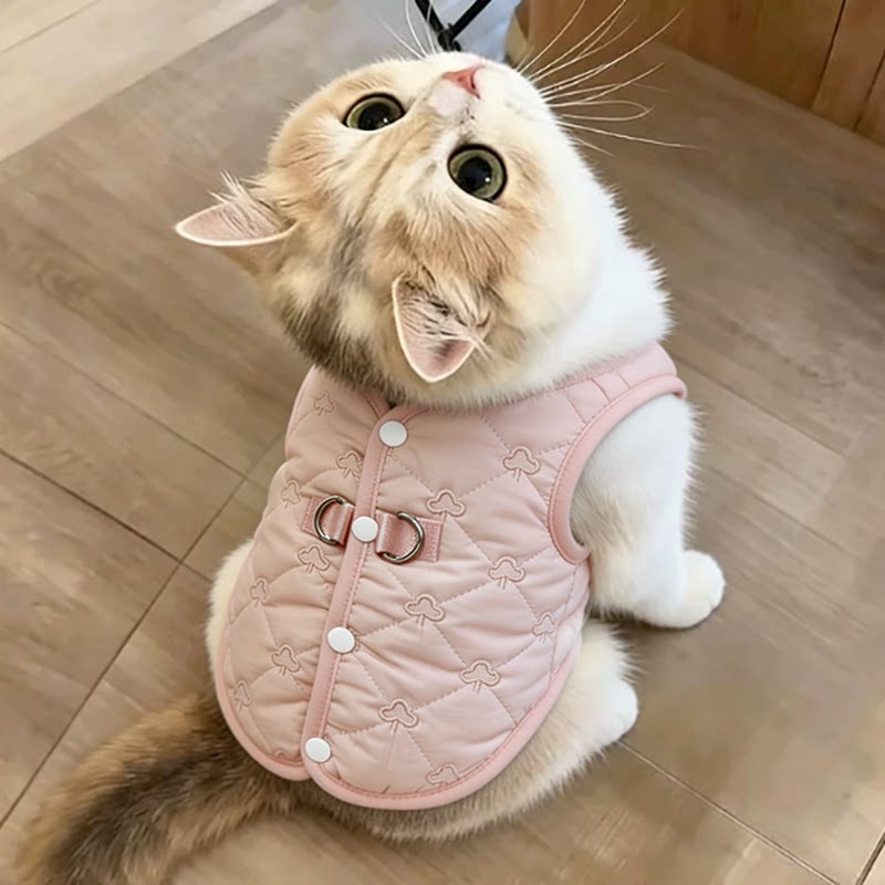猫咪衣服秋冬保暖加厚布偶德文小猫户外休闲马甲棉袄背心按扣外套