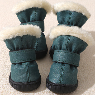 狗狗鞋子小型犬小狗外出软底不掉冬季保暖棉靴加厚加绒比熊冬天鞋