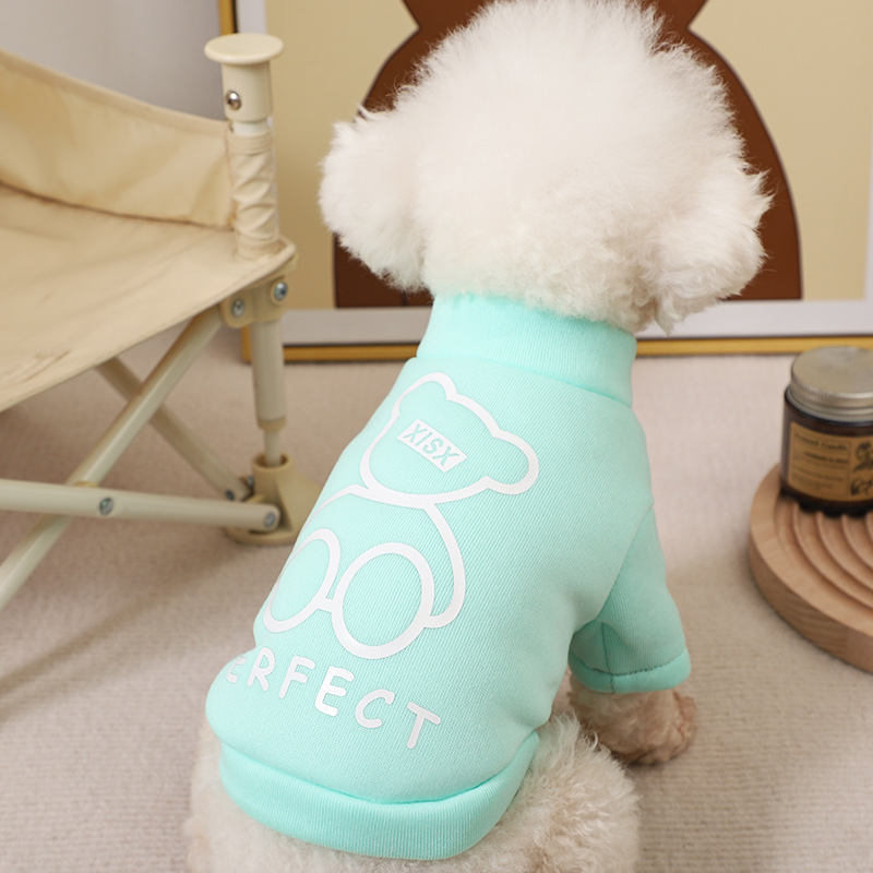 狗狗冬天衣服小型犬外出防脏保暖糖果色可爱奶狗户外专用棉衣小熊