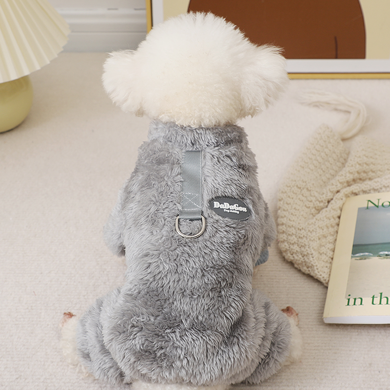 狗狗衣服2025新款冬小型犬冬季加绒厚款带牵引环绒衣高颜值四脚衣