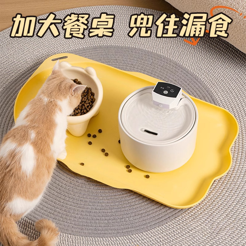 宠物餐垫子猫咪碗餐盘吃饭托盘大号防水防溢出猫食物用品加菲布偶