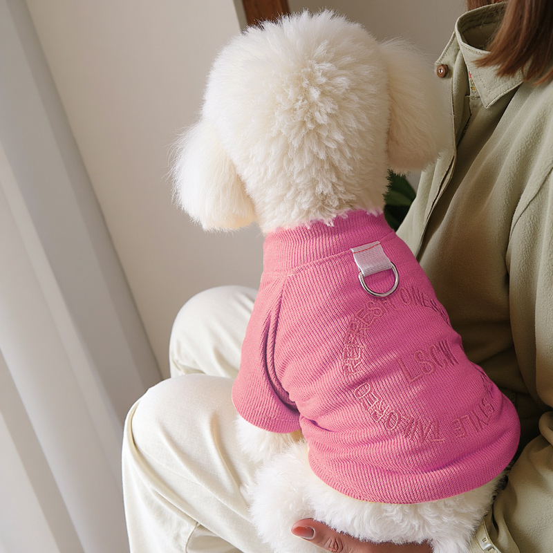 狗狗衣服小型犬秋天幼犬防脏带牵引环卫衣比熊泰迪秋冬季外出短袖