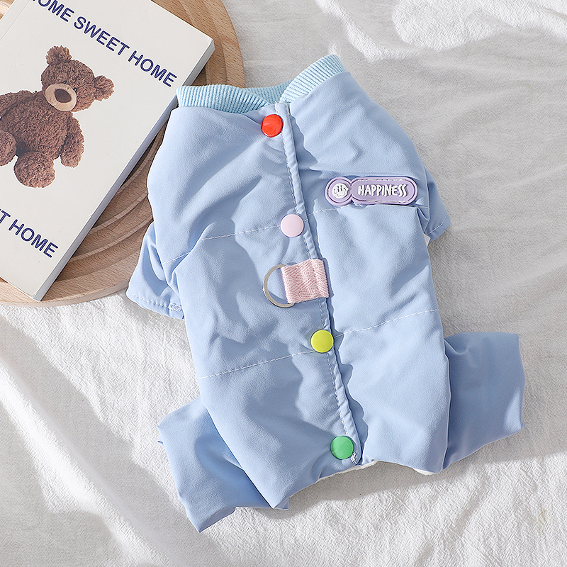 泰迪冬天外出保暖彩色扣棉衣