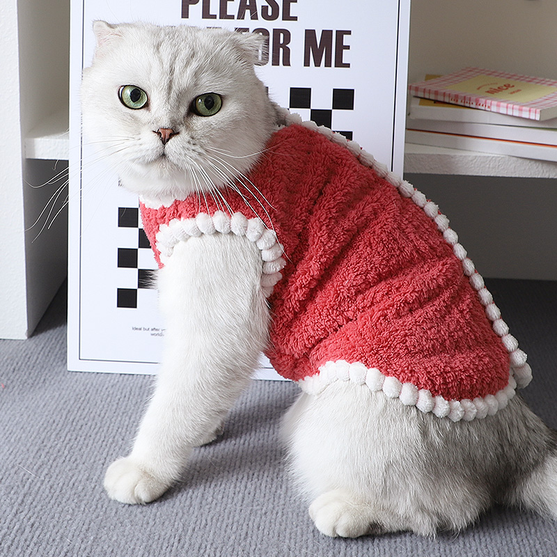 猫咪衣服冬季保暖棉服居家防着凉两脚衣可爱绒背心日韩舒适绒马甲