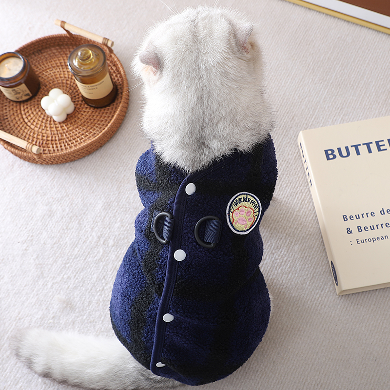 猫咪衣服冬季加绒加厚带牵引环