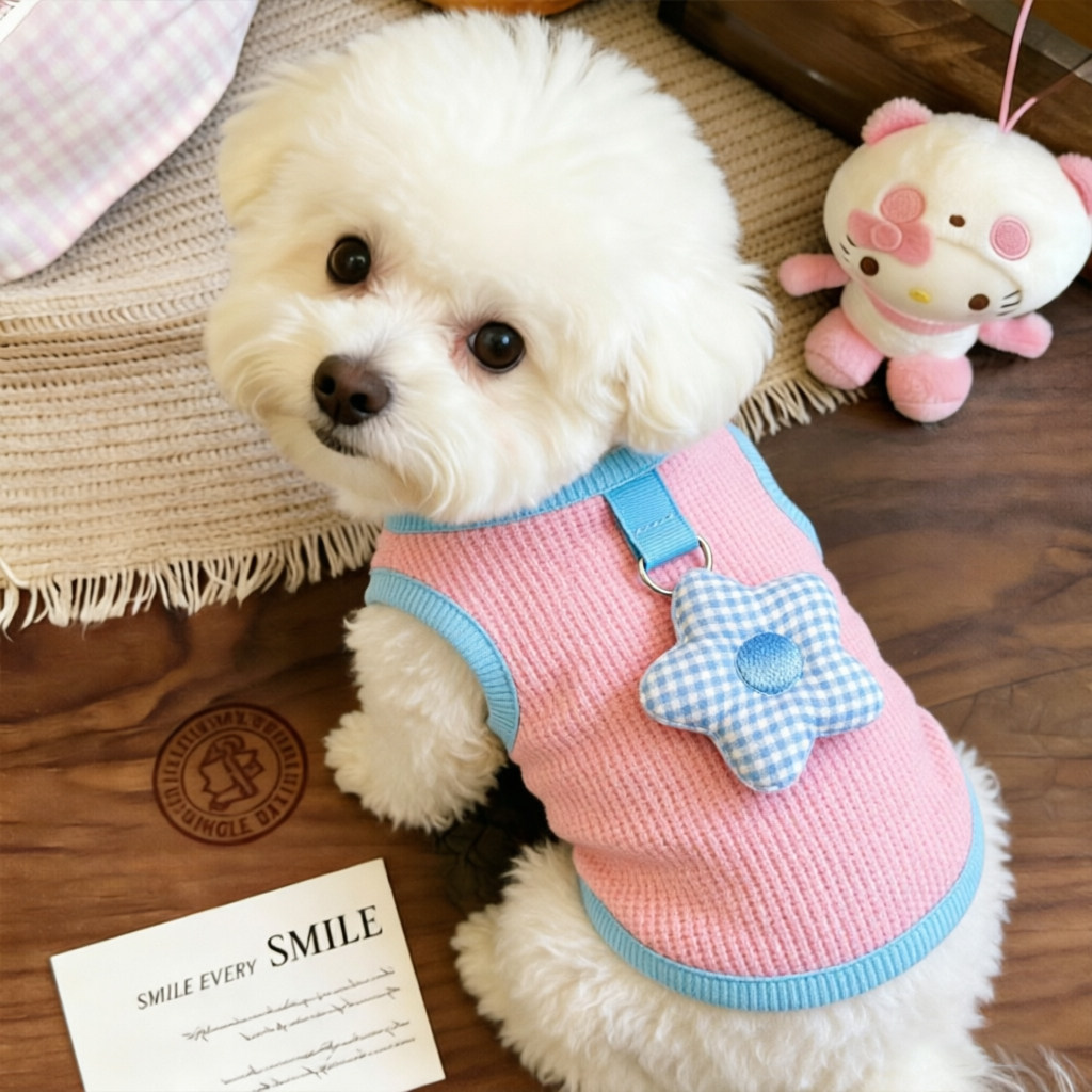 小狗衣服春装薄款幼犬夏天狗狗外出高颜值小花背心宠物比熊可牵引图片
