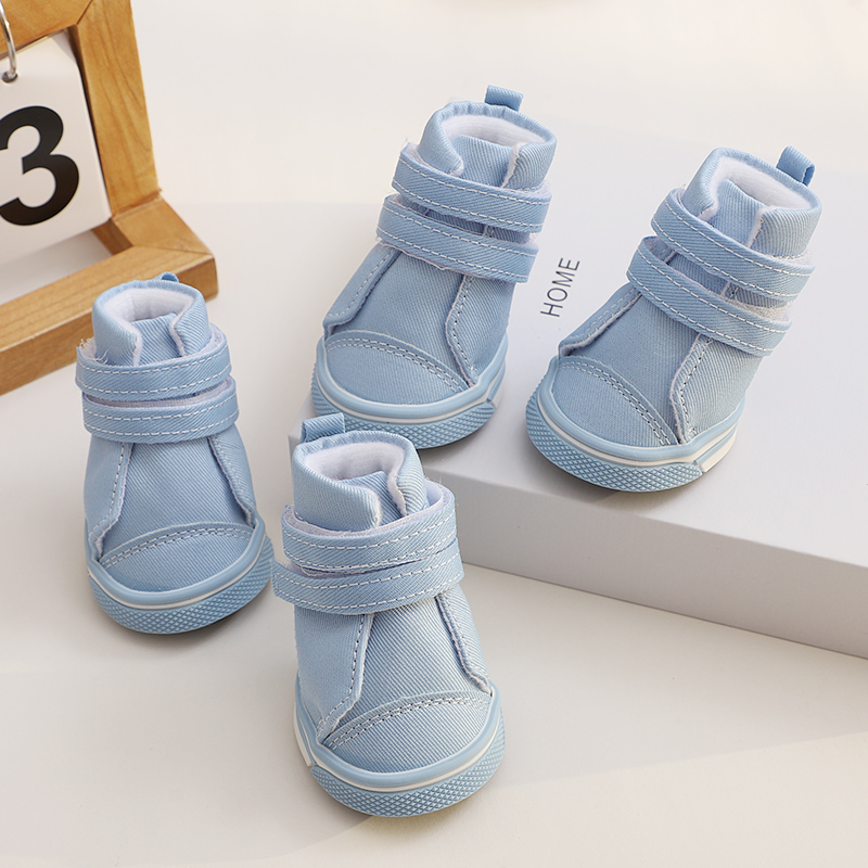 狗狗鞋子冬小狗外出软底甩不掉西高地博美帆布鞋外出专用透气鞋套