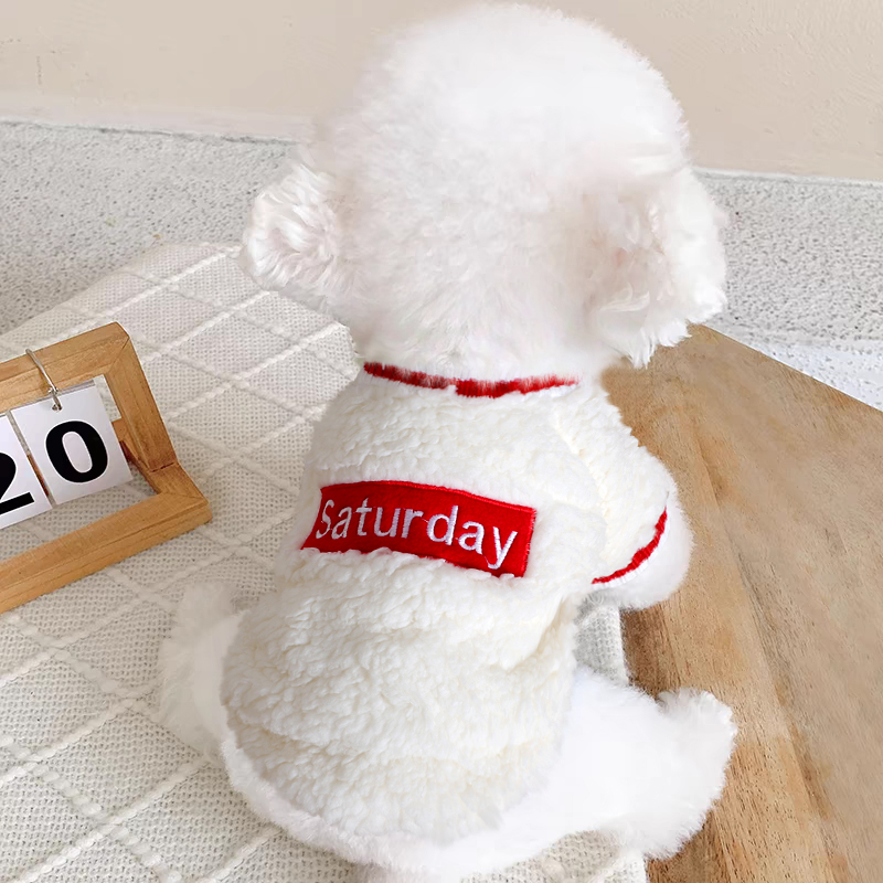 狗狗衣服2025新款冬装小型犬小狗保暖外出圆领衫加绒可爱比熊绒衣