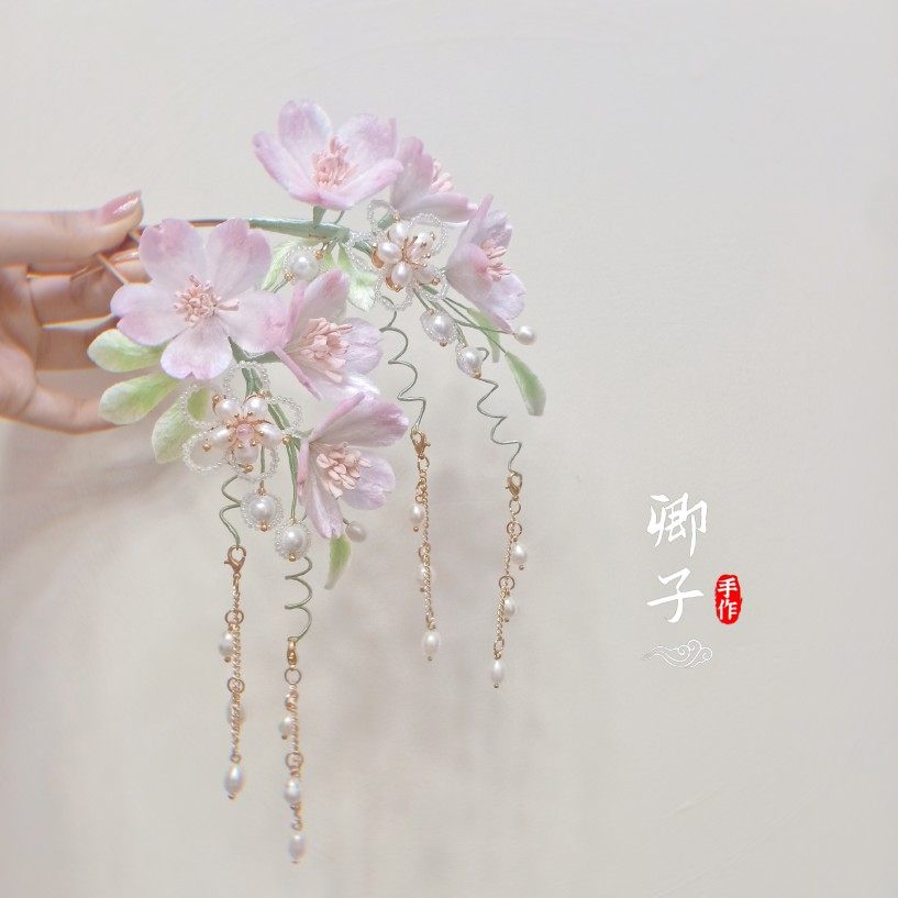 手作春樱原创设计发簪非遗绒花