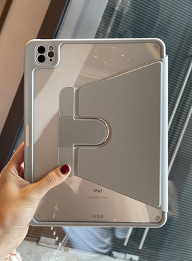 720旋转适用苹果2024ipadpro保护套air6平板9.7带笔槽10.2寸2018防弯透明11亚克力12.9代4软硅胶包边mini5壳3