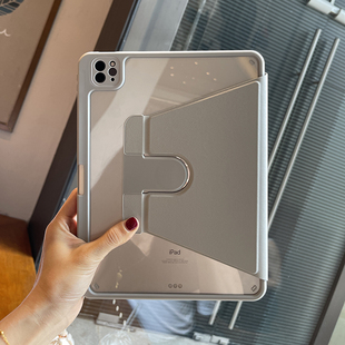 720旋转适用苹果2024ipadpro保护套air6平板9.7带笔槽10.2寸2018防弯透明11亚克力12.9代4软硅胶包边mini5壳3