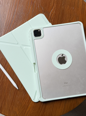 适用苹果2024ipadpro11保护壳720磁吸拆分air6带笔槽防弯透明13亚克力3+y折10代10.9防摔5包边4旋转12.9套