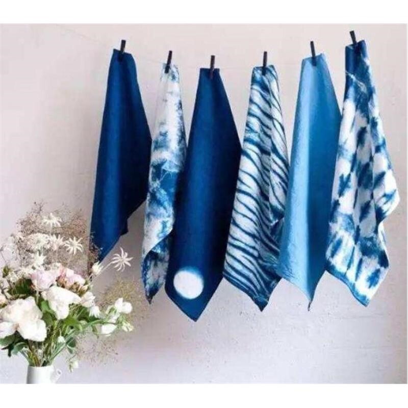 锁边染布手工白棉白手帕扎染生植踏青植物涂鸦方巾diy扎染方巾