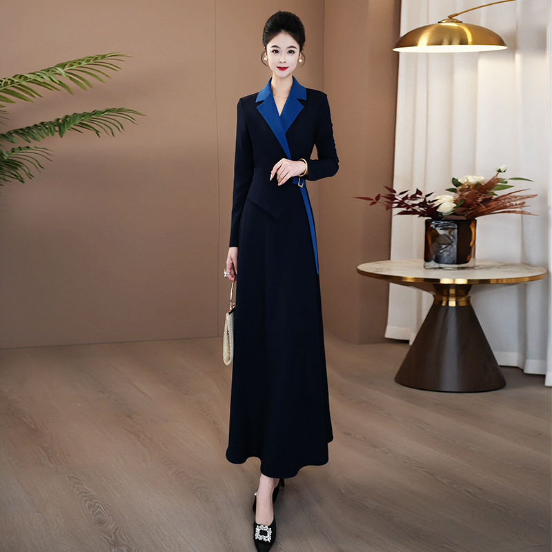 清仓捡漏连衣裙假两件高级感2025秋季新款气质显瘦超长裙170