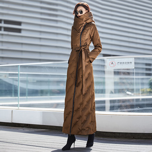 到脚踝收腰显瘦气质显瘦白鸭绒时尚 高领羽绒服女长款 6081 新款 冬季