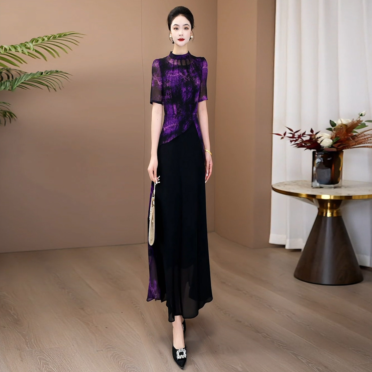 黑色小众不撞款连衣裙女2026新款夏假两件高级感显瘦超长裙女476