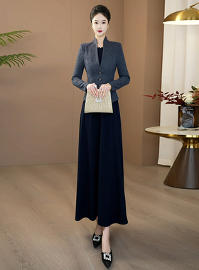 假两件套高端时尚简约大气设计感秋冬连衣裙2025新款大摆长裙237
