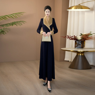 清仓秋冬新款加厚保暖连衣裙遮肉显瘦收腰高级感大摆裙285