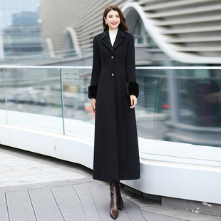 黑色羊毛呢大衣外套女秋冬高级感显瘦新收腰正肩超长款 呢子5082