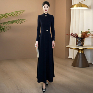 新中式裙子巨好看的冬装连衣裙今年流行爆款高级感加厚长裙281