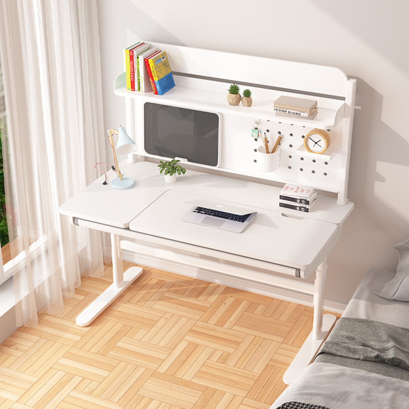 七叶树儿童学习桌学生书桌家用写字桌办公桌电脑桌实木七棵树架子