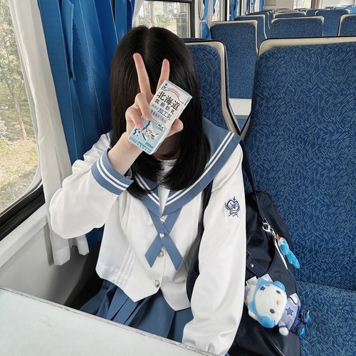 栗下町原创灰蓝色水手服JK制服