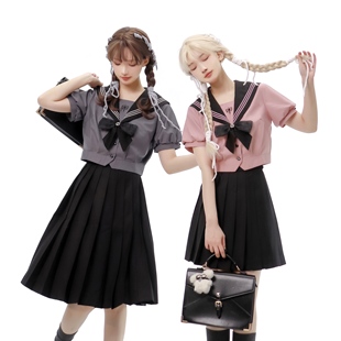 栗下町《魔法少女》原创JK制服水手服泡泡袖学院风黑粉短袖
