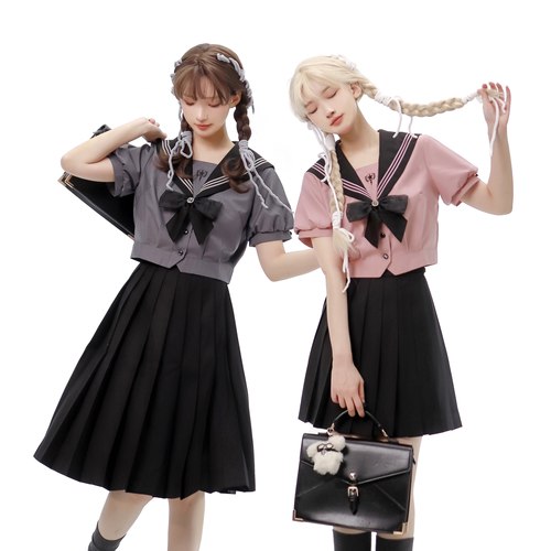 原创黑粉黑灰JK制服水手服