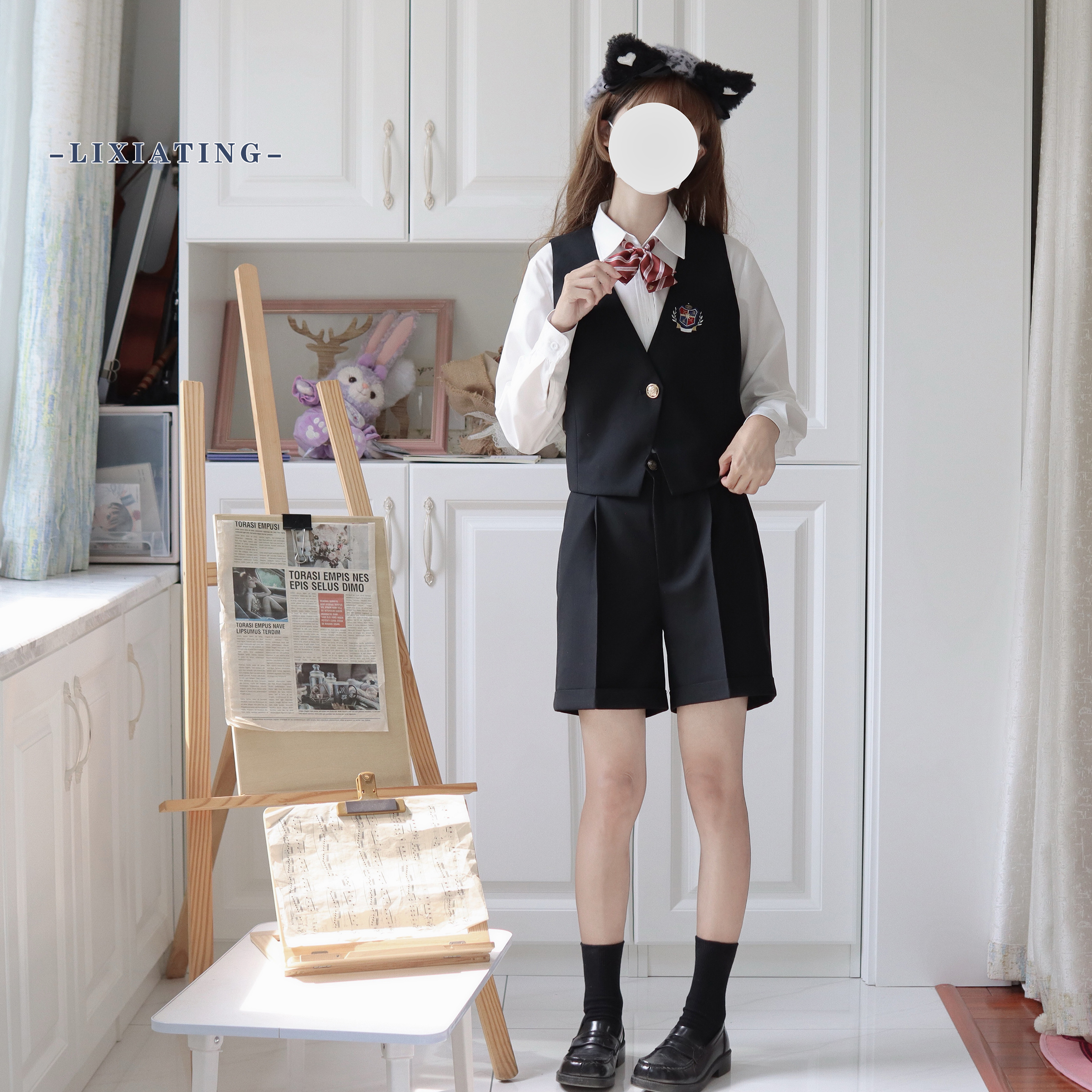 JK制服西裤基佬小短裤DK制服黑色