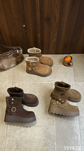 欧洲站2025冬款 厚底真皮保暖雪地靴加厚绒短筒舒适百搭女靴子4220