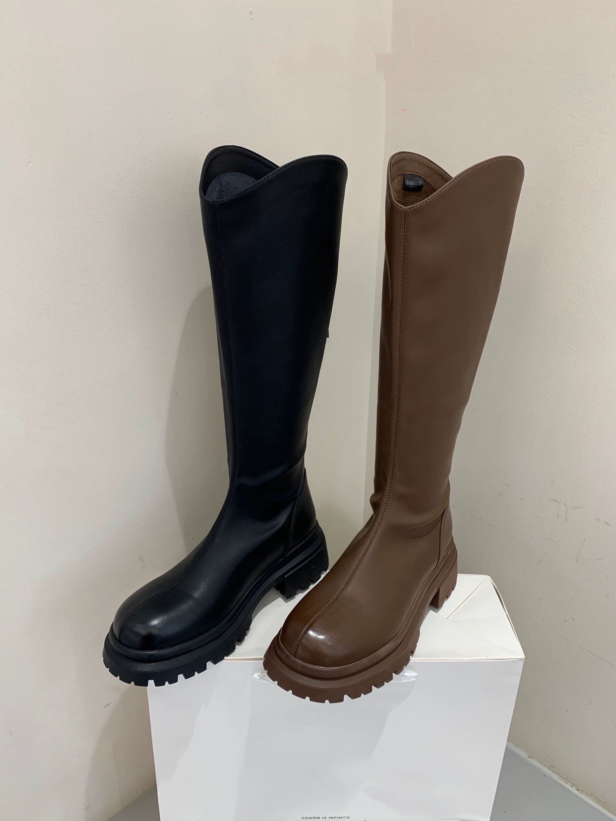 2024冬厚底加绒不过膝高筒靴马丁靴骑士靴百搭长筒女靴子73-951